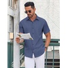 image:imageCOOFANDY Mens Button Down Shirt Short Sleeve Dress Shirt Casual Beach Summer Wedding ShirtNavy Bluewhite Flower