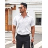 image:imageCOOFANDY Mens Button Down Shirt Short Sleeve Dress Shirt Casual Beach Summer Wedding ShirtWhite  Irregular Lines