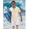 image:imageCOOFANDY Mens Button Down Shirts Short Sleeve Casual Shirt Cotton Summer Beach Linen Wedding ShirtsBeige