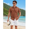 image:imageCOOFANDY Mens Button Down Shirts Short Sleeve Casual Shirt Cotton Summer Beach Linen Wedding ShirtsBurnt Orange