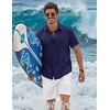 image:imageCOOFANDY Mens Button Down Shirts Short Sleeve Casual Shirt Cotton Summer Beach Linen Wedding ShirtsIndigo