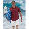 image:imageCOOFANDY Mens Button Down Shirts Short Sleeve Casual Shirt Cotton Summer Beach Linen Wedding ShirtsWine Red