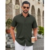 image:imageCOOFANDY Mens Button Down Shirts Short Sleeve Untucked Dress Shirt Wrinkle Free Stretch Casual Summer ShirtsArmy Green