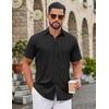 image:imageCOOFANDY Mens Button Down Shirts Short Sleeve Untucked Dress Shirt Wrinkle Free Stretch Casual Summer ShirtsBlack