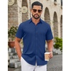 image:imageCOOFANDY Mens Button Down Shirts Short Sleeve Untucked Dress Shirt Wrinkle Free Stretch Casual Summer ShirtsBlue