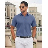 image:imageCOOFANDY Mens Button Down Shirts Short Sleeve Untucked Dress Shirt Wrinkle Free Stretch Casual Summer ShirtsCaptain Blue