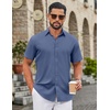 image:imageCOOFANDY Mens Button Down Shirts Short Sleeve Untucked Dress Shirt Wrinkle Free Stretch Casual Summer ShirtsCaptain Blue