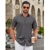 image:imageCOOFANDY Mens Button Down Shirts Short Sleeve Untucked Dress Shirt Wrinkle Free Stretch Casual Summer ShirtsDark Gray
