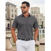 image:imageCOOFANDY Mens Button Down Shirts Short Sleeve Untucked Dress Shirt Wrinkle Free Stretch Casual Summer ShirtsDark Gray
