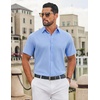 image:imageCOOFANDY Mens Button Down Shirts Short Sleeve Untucked Dress Shirt Wrinkle Free Stretch Casual Summer ShirtsLight Blue
