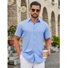 image:imageCOOFANDY Mens Button Down Shirts Short Sleeve Untucked Dress Shirt Wrinkle Free Stretch Casual Summer ShirtsLight Blue