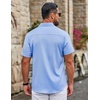 image:imageCOOFANDY Mens Button Down Shirts Short Sleeve Untucked Dress Shirt Wrinkle Free Stretch Casual Summer ShirtsLight Blue