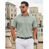 image:imageCOOFANDY Mens Button Down Shirts Short Sleeve Untucked Dress Shirt Wrinkle Free Stretch Casual Summer ShirtsLight Green