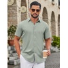 image:imageCOOFANDY Mens Button Down Shirts Short Sleeve Untucked Dress Shirt Wrinkle Free Stretch Casual Summer ShirtsLight Green