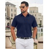 image:imageCOOFANDY Mens Button Down Shirts Short Sleeve Untucked Dress Shirt Wrinkle Free Stretch Casual Summer ShirtsNavy Blue