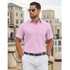 image:imageCOOFANDY Mens Button Down Shirts Short Sleeve Untucked Dress Shirt Wrinkle Free Stretch Casual Summer ShirtsPink