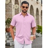 image:imageCOOFANDY Mens Button Down Shirts Short Sleeve Untucked Dress Shirt Wrinkle Free Stretch Casual Summer ShirtsPink