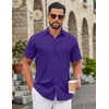 image:imageCOOFANDY Mens Button Down Shirts Short Sleeve Untucked Dress Shirt Wrinkle Free Stretch Casual Summer ShirtsPurple