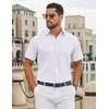 image:imageCOOFANDY Mens Button Down Shirts Short Sleeve Untucked Dress Shirt Wrinkle Free Stretch Casual Summer ShirtsWhite