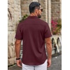 image:imageCOOFANDY Mens Button Down Shirts Short Sleeve Untucked Dress Shirt Wrinkle Free Stretch Casual Summer ShirtsWine Red
