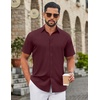 image:imageCOOFANDY Mens Button Down Shirts Short Sleeve Untucked Dress Shirt Wrinkle Free Stretch Casual Summer ShirtsWine Red