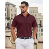 image:imageCOOFANDY Mens Button Down Shirts Short Sleeve Untucked Dress Shirt Wrinkle Free Stretch Casual Summer ShirtsWine Red