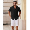 image:imageCOOFANDY Mens Button Down Short Sleeve Shirt Casual Cotton Summer Beach Linen Wedding Shirts with PocketBlack
