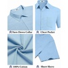 image:imageCOOFANDY Mens Button Down Short Sleeve Shirt Casual Cotton Summer Beach Linen Wedding Shirts with PocketClear Blue