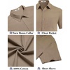 image:imageCOOFANDY Mens Button Down Short Sleeve Shirt Casual Cotton Summer Beach Linen Wedding Shirts with PocketDark Khaki