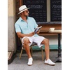 image:imageCOOFANDY Mens Button Down Short Sleeve Shirt Casual Cotton Summer Beach Linen Wedding Shirts with PocketLight Blue