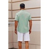 image:imageCOOFANDY Mens Button Down Short Sleeve Shirt Casual Cotton Summer Beach Linen Wedding Shirts with PocketLight Green