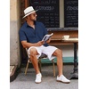 image:imageCOOFANDY Mens Button Down Short Sleeve Shirt Casual Cotton Summer Beach Linen Wedding Shirts with PocketNavy Blue