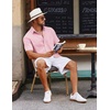 image:imageCOOFANDY Mens Button Down Short Sleeve Shirt Casual Cotton Summer Beach Linen Wedding Shirts with PocketPink