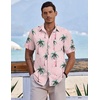 image:imageCOOFANDY Mens Button Down Short Sleeve Shirt Casual Cotton Summer Beach Linen Wedding Shirts with PocketPinkcoconut Tree