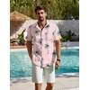 image:imageCOOFANDY Mens Button Down Short Sleeve Shirt Casual Cotton Summer Beach Linen Wedding Shirts with PocketPinkcoconut Tree