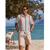 image:imageCOOFANDY Mens Button Down Short Sleeve Shirt Casual Cotton Summer Beach Linen Wedding Shirts with PocketRetro Stripe