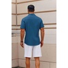 image:imageCOOFANDY Mens Button Down Short Sleeve Shirt Casual Cotton Summer Beach Linen Wedding Shirts with PocketSea Blue