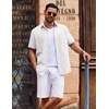 image:imageCOOFANDY Mens Button Down Short Sleeve Shirt Casual Cotton Summer Beach Linen Wedding Shirts with PocketWhite