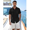 image:imageCOOFANDY Mens Button Down Short Sleeve Shirt Lightweight Casual Summer Beach Shirts with PocketBlack