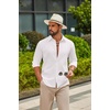 image:imageCOOFANDY Mens Casual Button Down Shirts Long Sleeve Cotton Beach Wedding Shirt Summer Linen Shirt for MenAll White