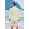 image:imageCOOFANDY Mens Casual Button Down Shirts Long Sleeve Cotton Beach Wedding Shirt Summer Linen Shirt for MenBeige