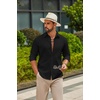 image:imageCOOFANDY Mens Casual Button Down Shirts Long Sleeve Cotton Beach Wedding Shirt Summer Linen Shirt for MenBlack