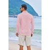 image:imageCOOFANDY Mens Casual Button Down Shirts Long Sleeve Cotton Beach Wedding Shirt Summer Linen Shirt for MenPink