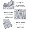 image:imageCOOFANDY Mens Casual Henley Shirt Short Sleeve Band Collar Linen Shirt Summer Beach Hippie TShirtsLeafgrey