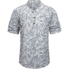 image:imageCOOFANDY Mens Casual Henley Shirt Short Sleeve Band Collar Linen Shirt Summer Beach Hippie TShirtsLeafgrey