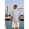 image:imageCOOFANDY Mens Casual Henley Shirt Short Sleeve Band Collar Linen Shirt Summer Beach Hippie TShirtsLeafgrey