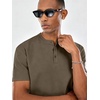 image:imageCOOFANDY Mens Casual Henley Shirt Short Sleeve Cotton Pique Band Collar Shirt Summer Button Basic Tee ShirtsArmy Green