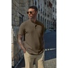image:imageCOOFANDY Mens Casual Henley Shirt Short Sleeve Cotton Pique Band Collar Shirt Summer Button Basic Tee ShirtsArmy Green