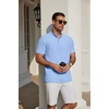image:imageCOOFANDY Mens Casual Henley Shirt Short Sleeve Cotton Pique Band Collar Shirt Summer Button Basic Tee ShirtsBlue
