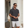 image:imageCOOFANDY Mens Casual Henley Shirt Short Sleeve Cotton Pique Band Collar Shirt Summer Button Basic Tee ShirtsDark Gray